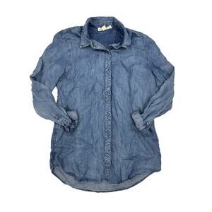 Lovestitch Long Sleeve Chambray Shirt in Blue